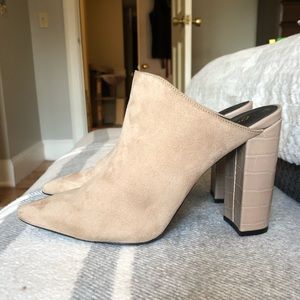 Mules Tan Suede Block Heel 8.5